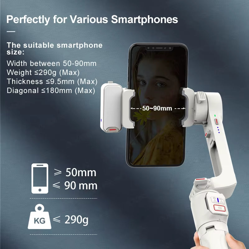 A10 Handheld Gimbal Smartphone Stabilizer with Fill Light Extension Rod Remote Cellphone Selfie Stick for Iphone Samsung