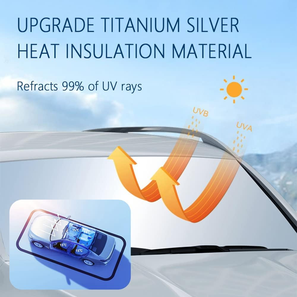 Parasol Coche Delantero Espesado Y Viene Con Bolsa De Almacenamiento,Proteger Accesorios Coche Interior,Parasol Plegable Para Sol Coche,Apto Para Coches,Camiones,Suvs (Xl:150X80Cm)