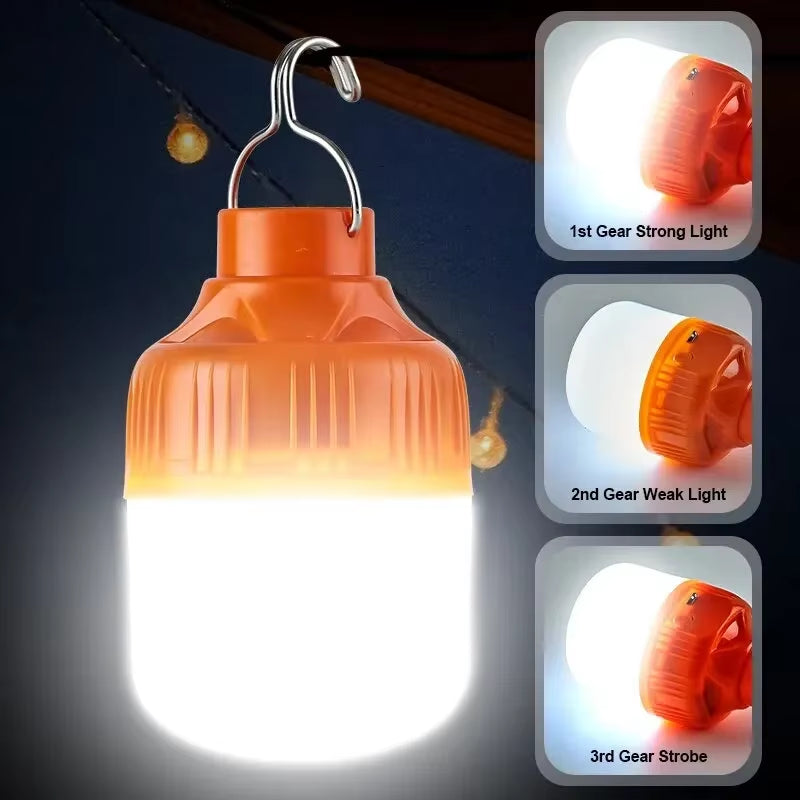 LED Lamp Bulbs Outdoor USB Rechargeable High Brightness Emergency Light Hook up Camping Fishing Portable Lantern Night Lights