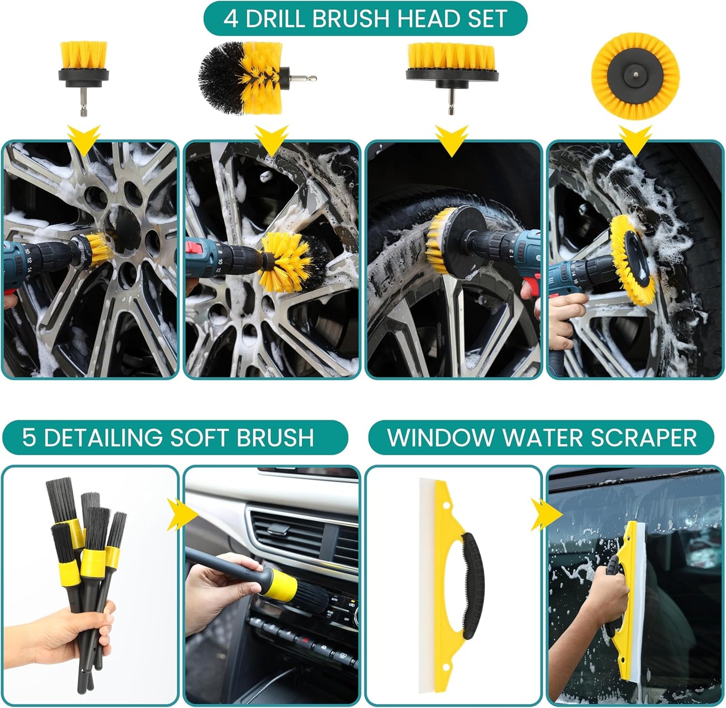 Belle Vous Kit De Limpieza De Coches - Set Detailing Para Lavar Autos Interior Y Exterior De 20 Piezas - Pack De Productos Y Accesorios De Limpieza Para Limpiar Coche O Moto