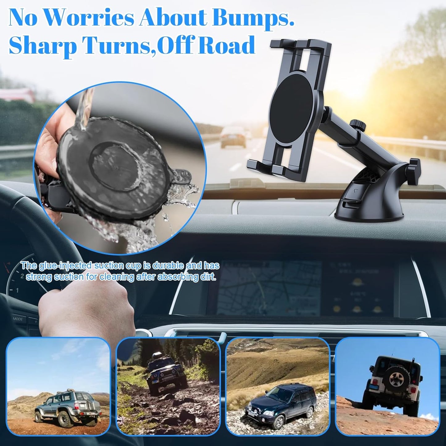 Soporte Movil Coche Potente Ventosa, Soporte Movil Coche Doble, Soporte Ventosa Ajustable 360° Teléfono Coche Universal Para Smartphone, Para Tabletas, Teléfonos Móviles 4,5 a 12,9 Pulgadas