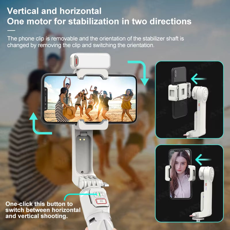 A10 Handheld Gimbal Smartphone Stabilizer with Fill Light Extension Rod Remote Cellphone Selfie Stick for Iphone Samsung