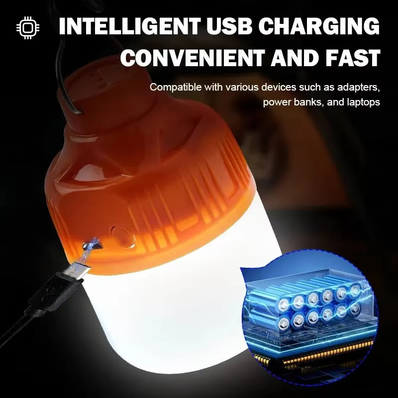 LED Lamp Bulbs Outdoor USB Rechargeable High Brightness Emergency Light Hook up Camping Fishing Portable Lantern Night Lights