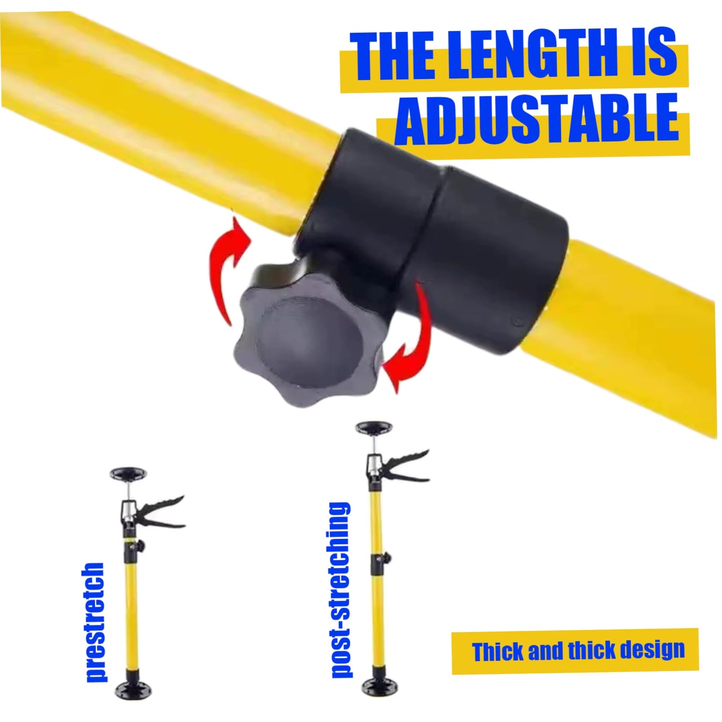2Pcs Labor-Saving Telescopic Steel Support Rod Cabinet Jack Drywall Construction Tool Extensible Non-Slip Hand Lifting Jack Tool