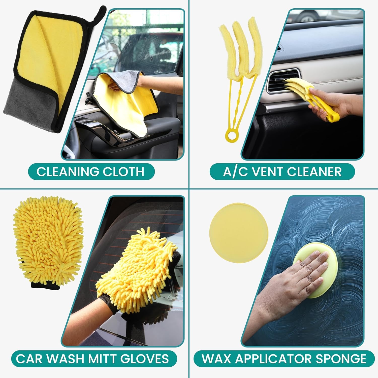 Belle Vous Kit De Limpieza De Coches - Set Detailing Para Lavar Autos Interior Y Exterior De 20 Piezas - Pack De Productos Y Accesorios De Limpieza Para Limpiar Coche O Moto