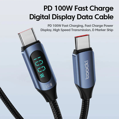 Toocki Type C to Type C Cable 100W PD Fast Charging Charger USB C to USB C Display Cable for Xiaomi POCO F3 Realme Macbook Ipad