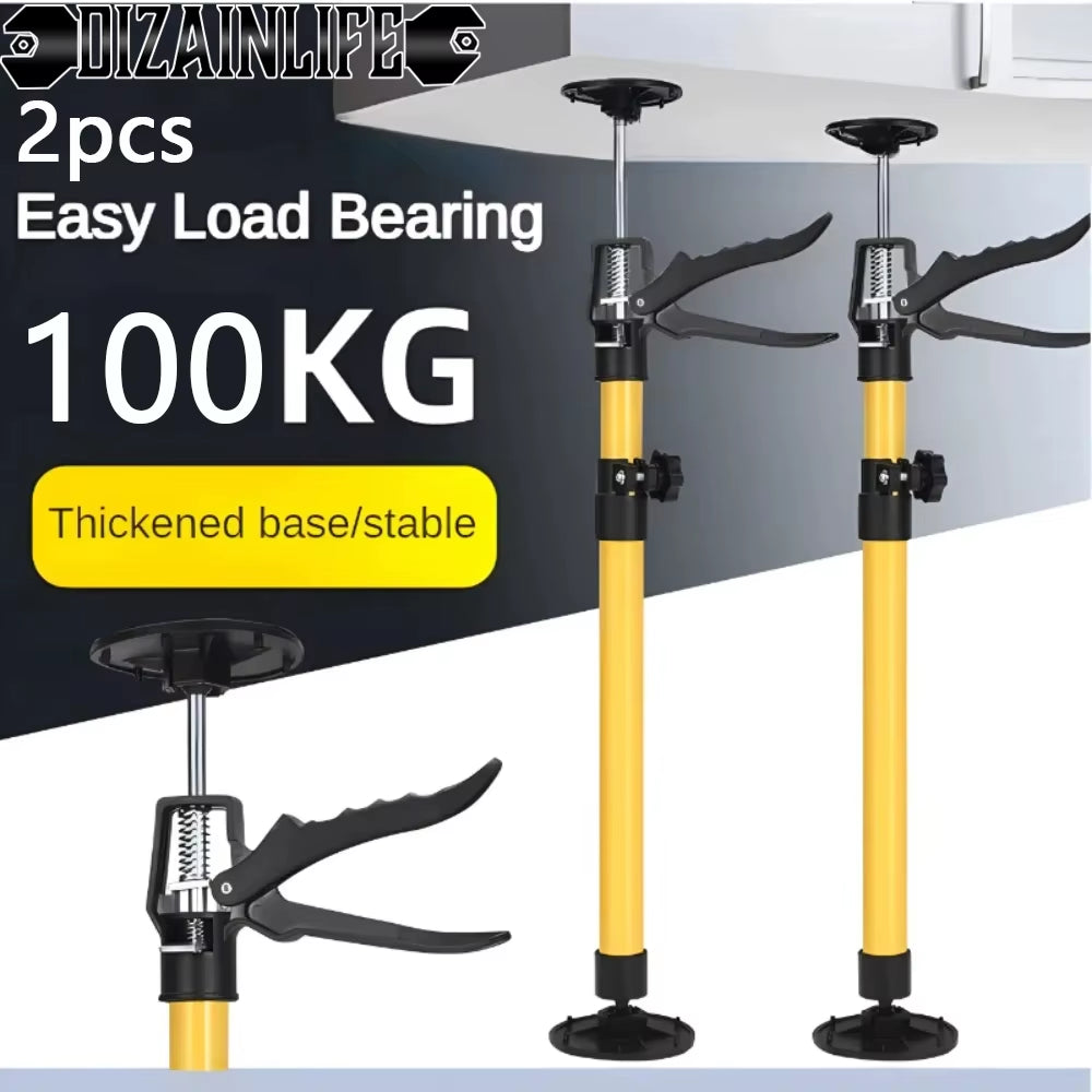 2Pcs Labor-Saving Telescopic Steel Support Rod Cabinet Jack Drywall Construction Tool Extensible Non-Slip Hand Lifting Jack Tool