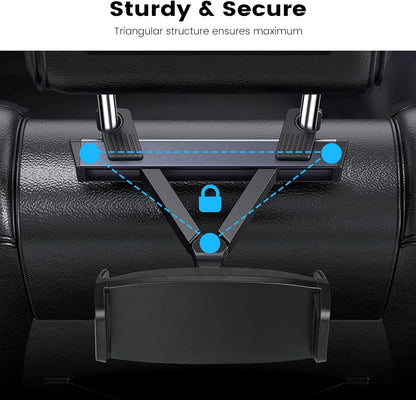 Soporte Tablet Reposacabezas, Soporte Coche Automóvil Universal Con Apoyo 360 Rotación Para 4,7-12,9 Pulgadas Ipad, Iphone, Galaxy Tab Et D'Autres Smartphones