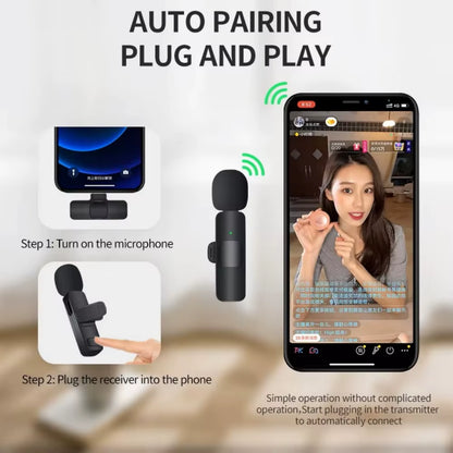 Portable Wireless Lavalier Microphone for Live Streaming/Youtube/Tiktok/Facebook Live Noise Reduction Mic for Iphone/Android